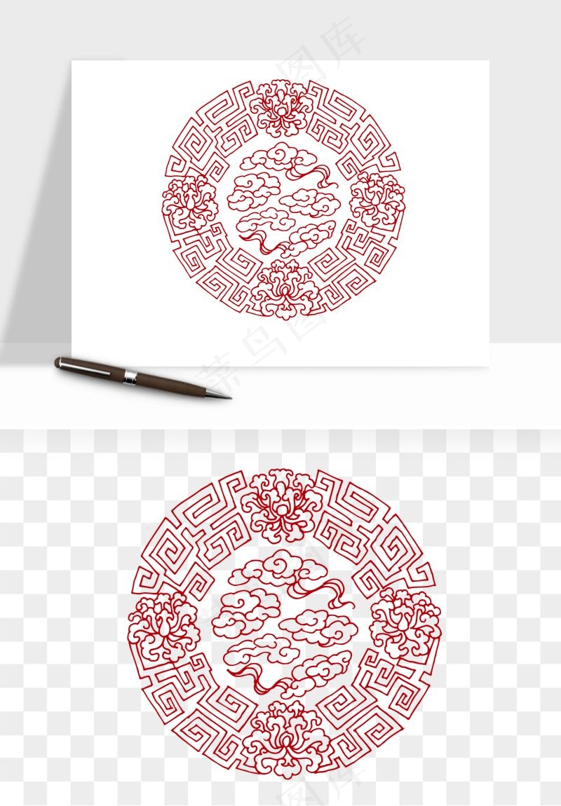 传统窗花剪纸图案png免抠