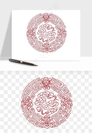 传统窗花剪纸图案png免抠