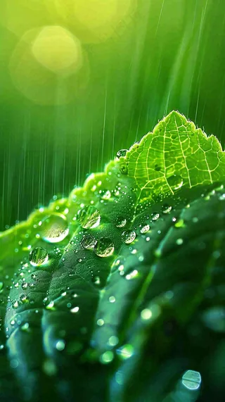 春天梅雨时节绿叶谷雨寒露摄影图