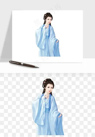 古风美人女子背影png免抠