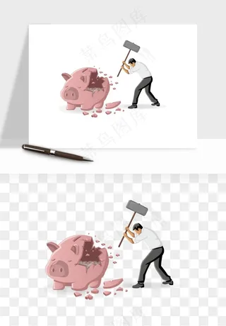 存钱罐理财金猪png免抠