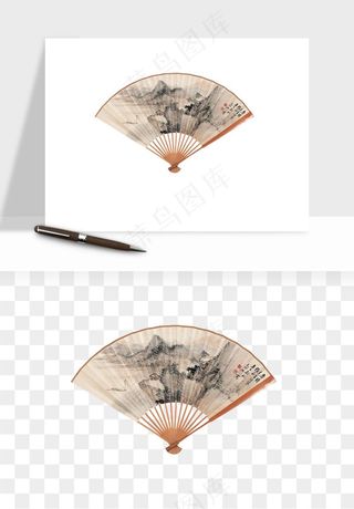 古风扇子元素png免抠
