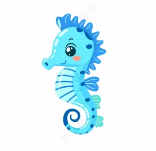 海马海洋动物卡通插画免抠