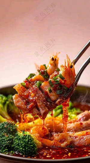 凉拌钵钵鸡水煮美食摄影图