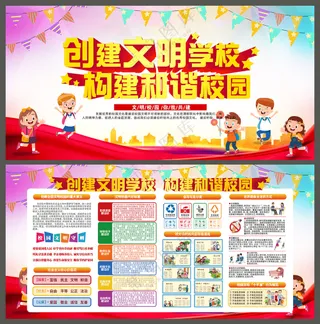创建文明学校展板
