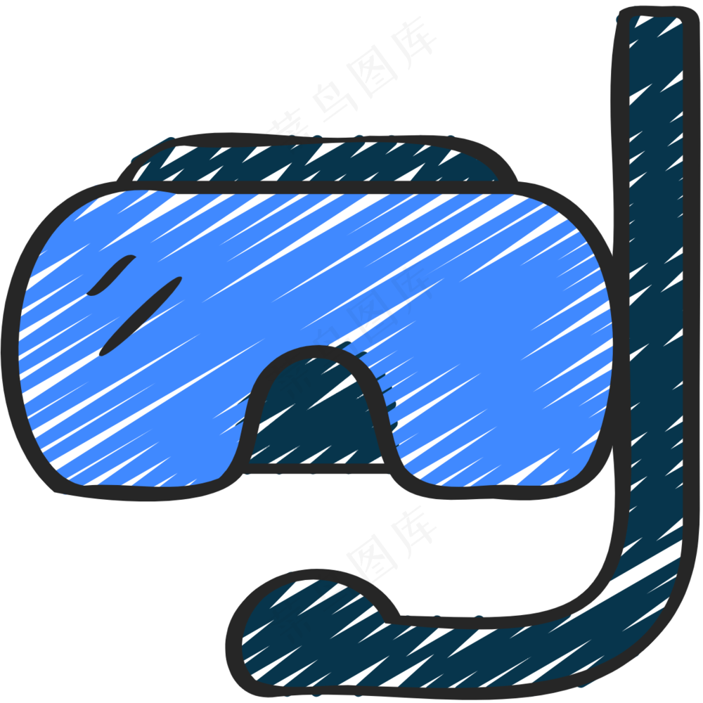 潜水镜 铅笔手绘图标 icon