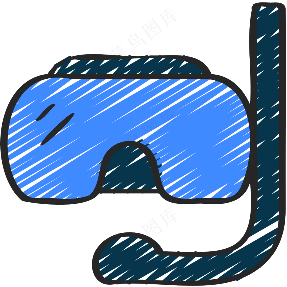 潜水镜 铅笔手绘图标 icon