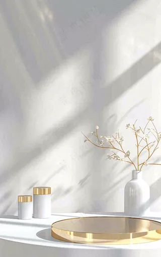 美妆护肤3d展台清新背景