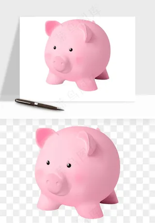 存钱罐理财金猪png免抠