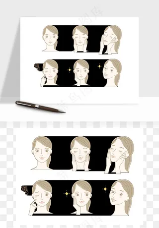 手绘面部人物护肤矢量