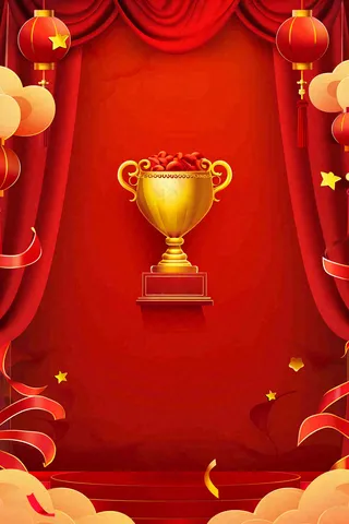 销量冠军销售红色大气奖杯背景