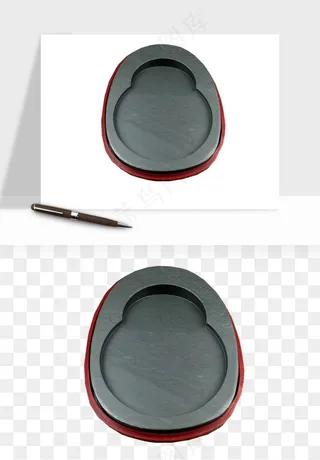 中式砚台毛笔书法png免抠