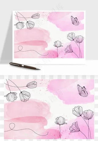 水彩花卉手绘矢量背景