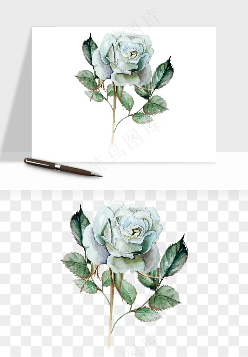 水彩复古花卉png免抠