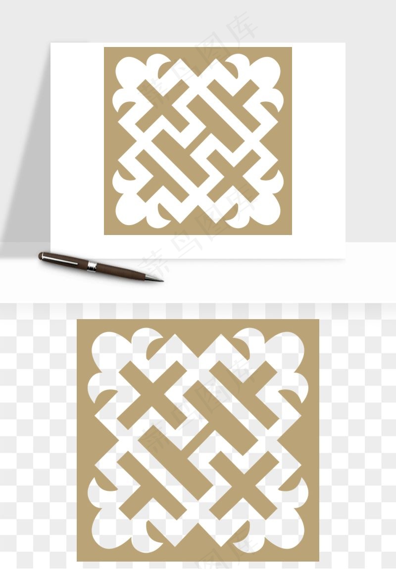 中式镂空古典图案png免抠