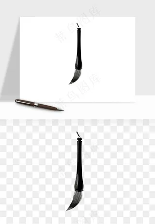 中式砚台毛笔书法png免抠