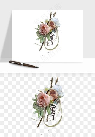 复古花卉相框欧式png免抠