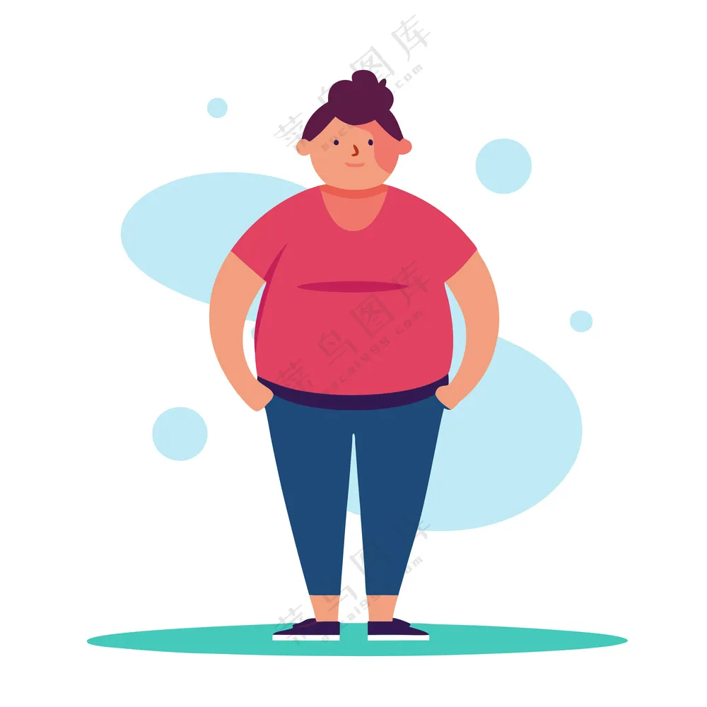 矢量人物简约肥胖女人
