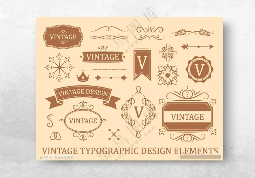 欧式纹样图标排列招牌海报