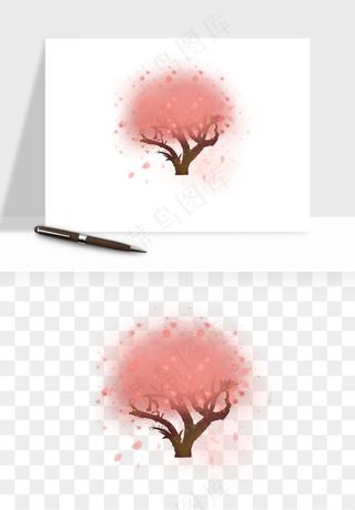 手绘浪漫花树桃花树png免抠