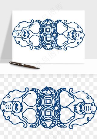 青花瓷花纹花卉图案png免抠