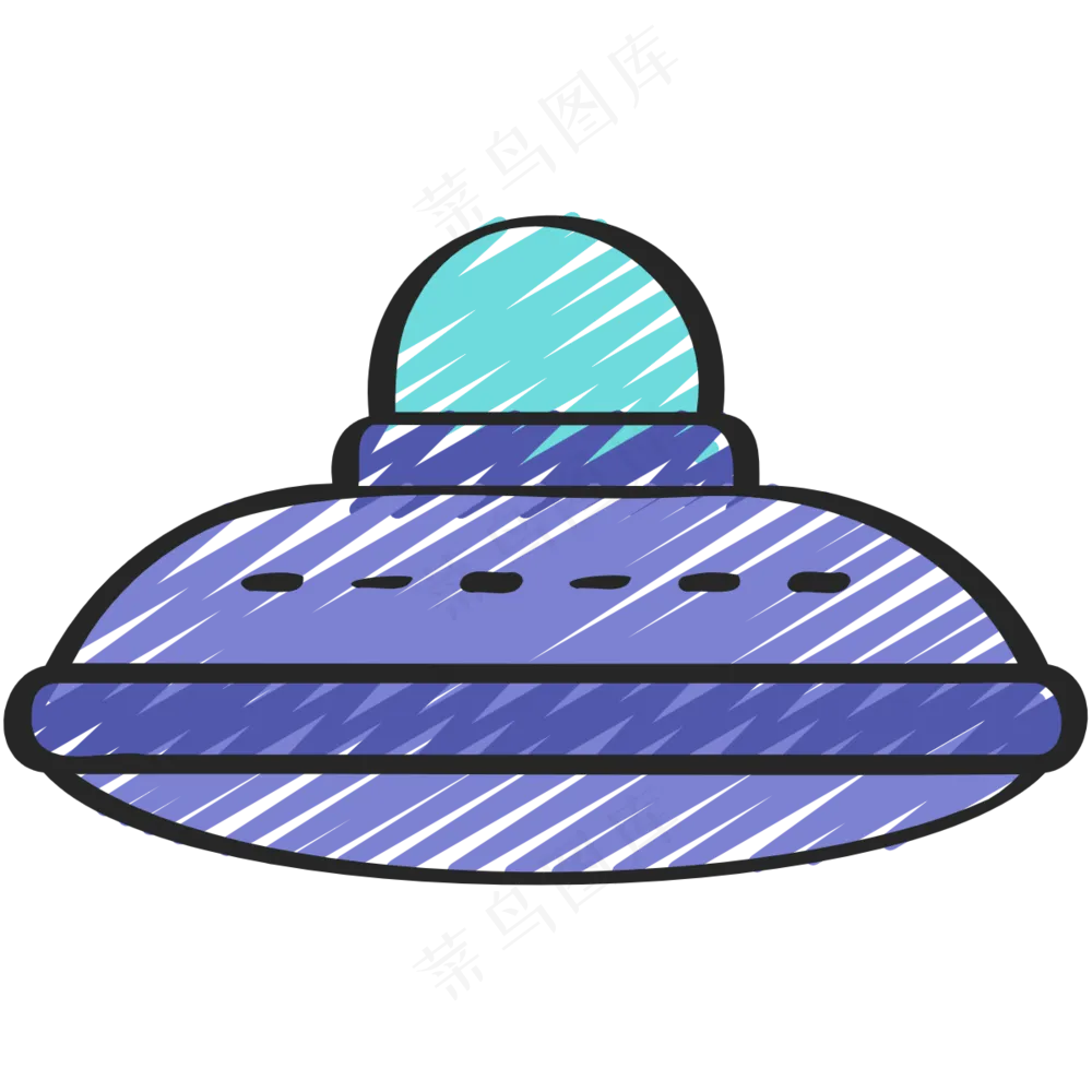 紫色UFO 铅笔手绘图标icon