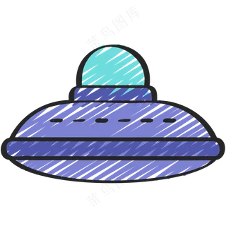 紫色UFO 铅笔手绘图标icon