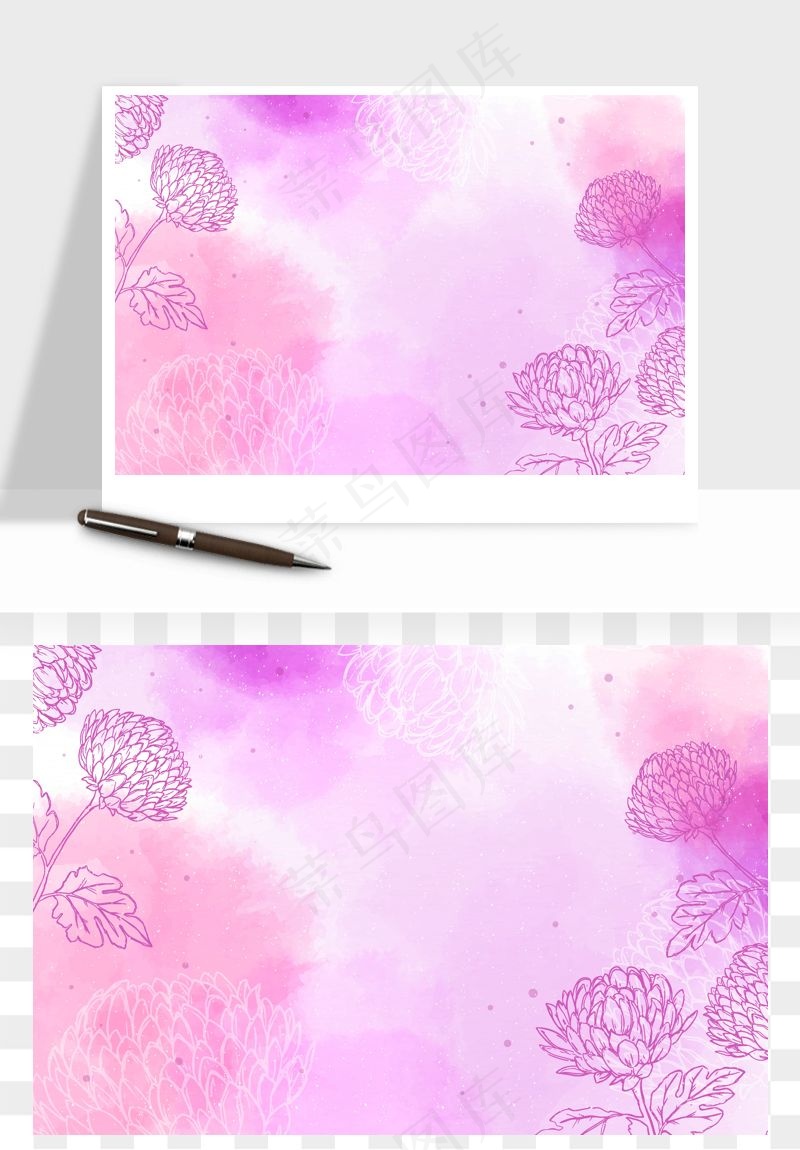 水彩花卉手绘矢量背景