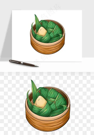 国潮粽子手绘肉粽png免抠