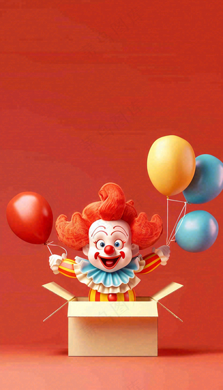 卡通插画马戏团小丑搞怪娱乐快乐表演愚人节插画背景