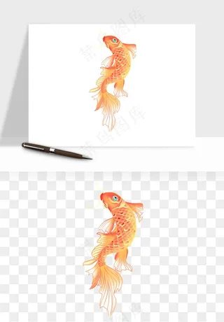 锦鲤鱼手绘水墨png免抠