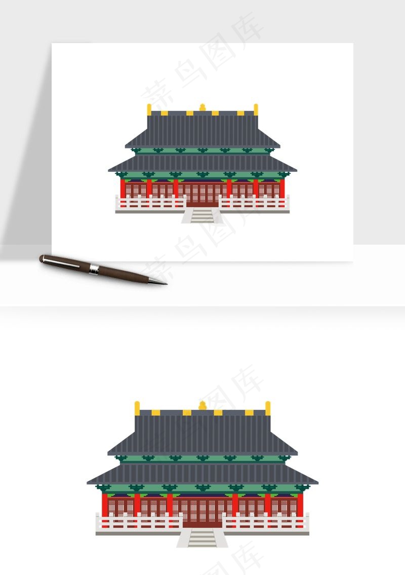 国潮风古建筑古楼古塔鼓楼ai,png免抠图