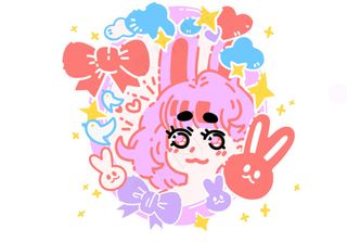 可爱少女兔子头像插画元素