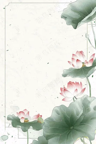 夏天荷花荷叶清凉小清新淡雅小暑大暑处暑插画背景