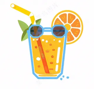 夏日海洋海滩元素卡通插画免抠