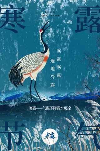 插画复古寒露节气传统海报