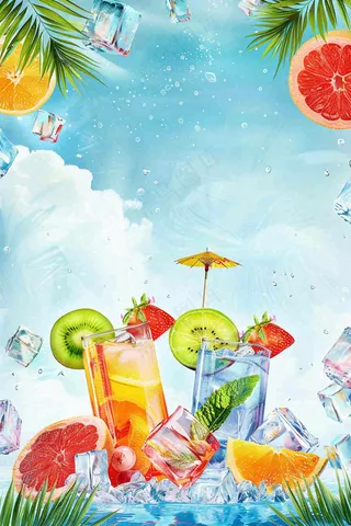 夏日饮品饮料清凉背景