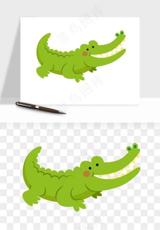手绘鳄鱼png免抠
