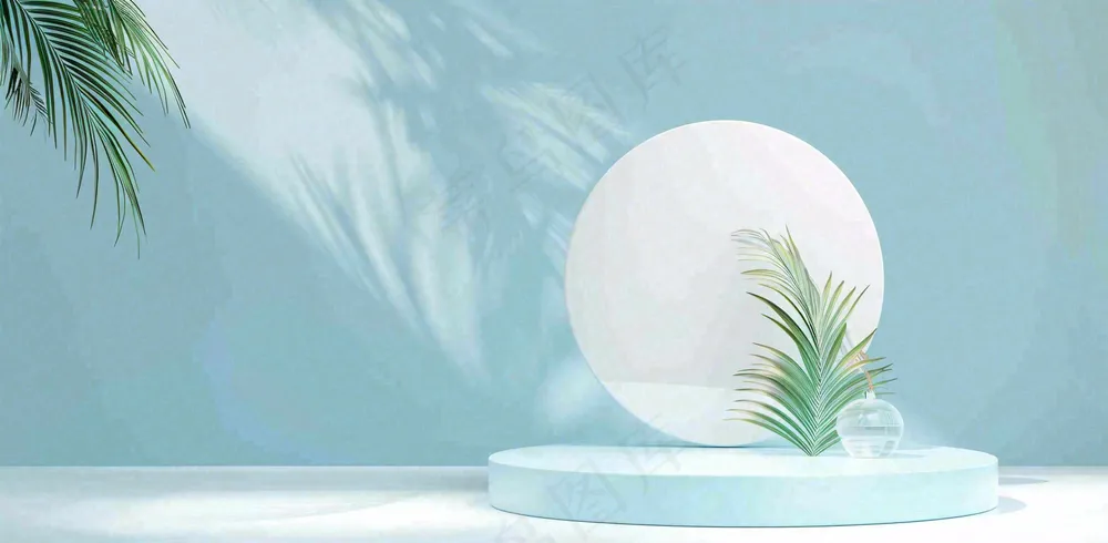 美妆护肤3d展台清新背景