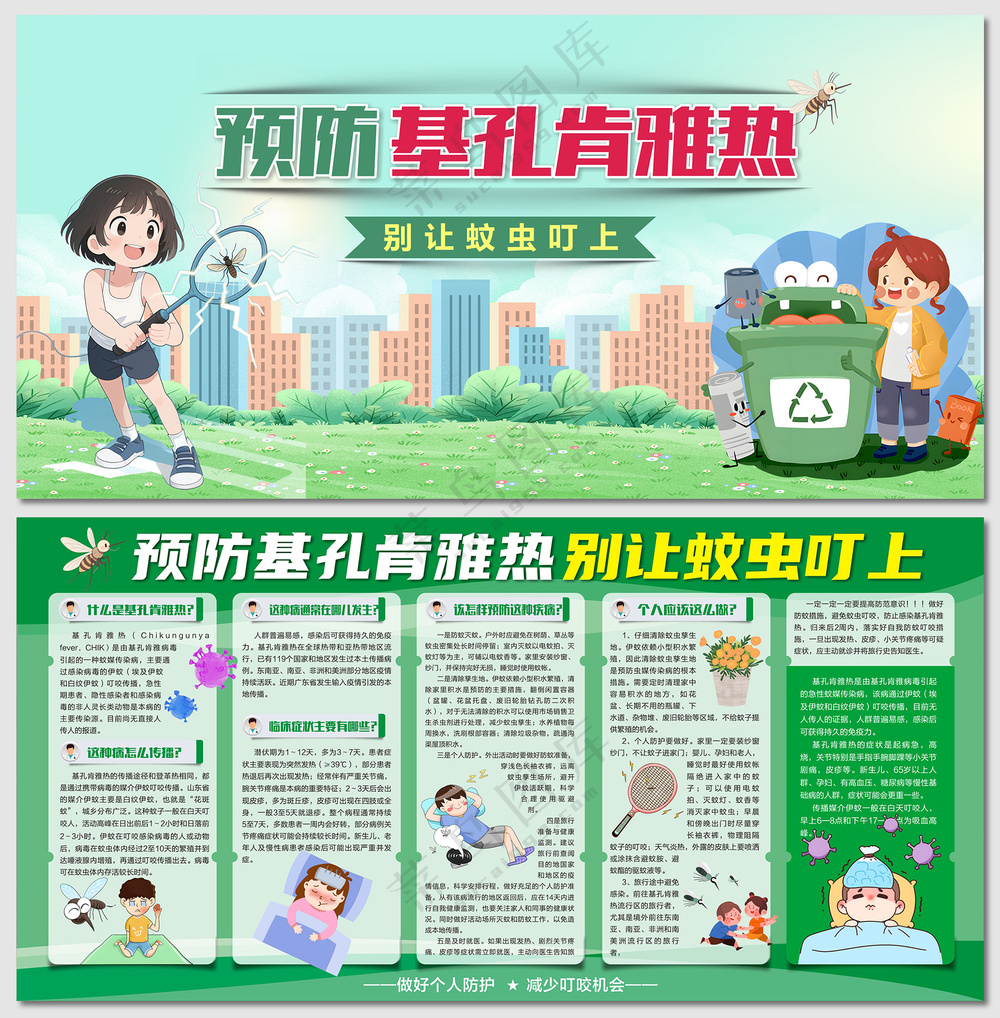 预防基孔肯雅热登革热防蚊展板