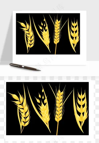 手绘麦穗稻穗麦秆矢量png免抠