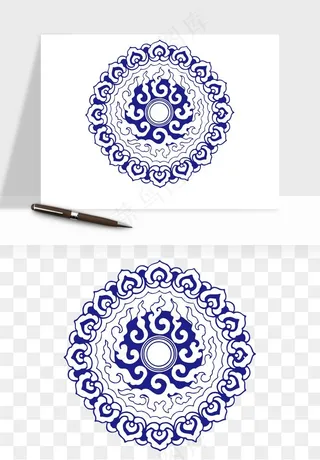 青花瓷花纹花卉图案png免抠