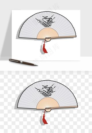 古风扇子元素png免抠