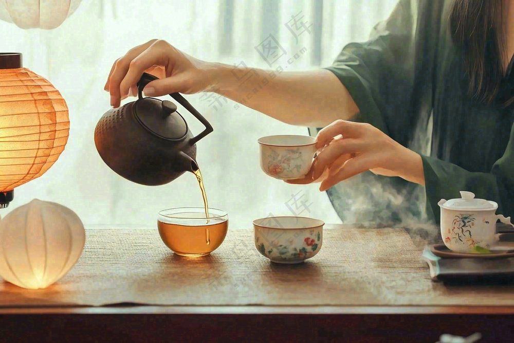 品茶煮茶茶道文化摄影图