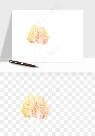 水彩手绘树木png免抠