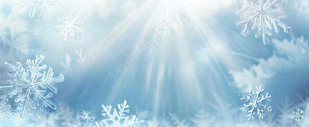冬天雪花雪白蓝色寒冷小寒大寒摄影图