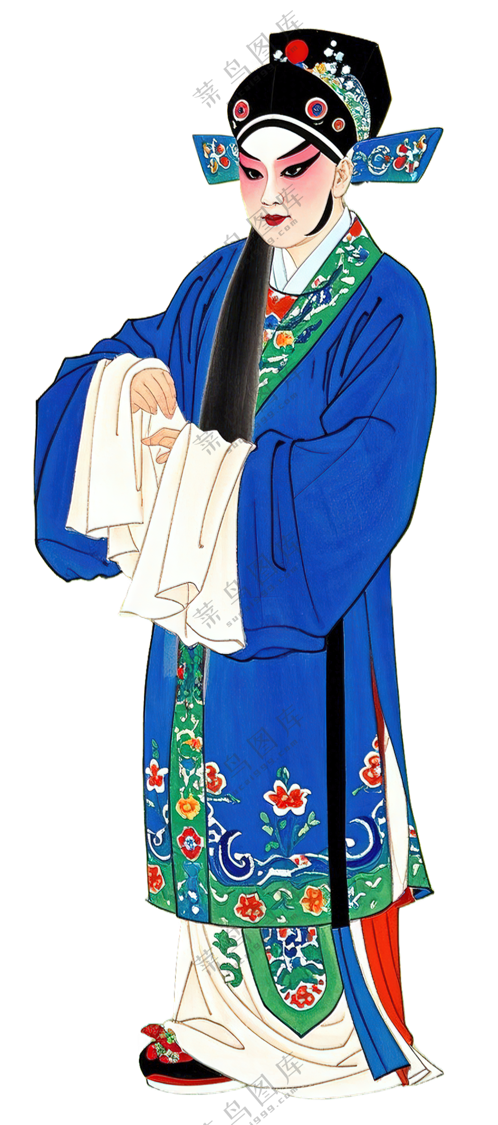 免抠工笔画写意中国风小生京剧人物