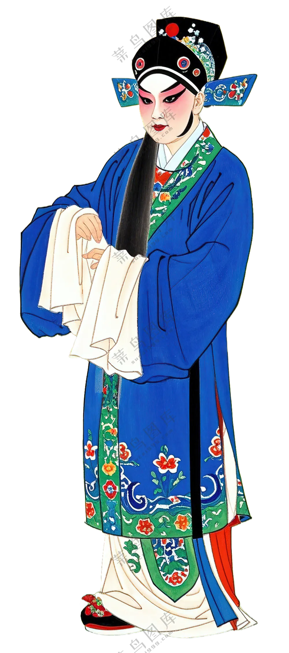 免抠工笔画写意中国风小生京剧人物