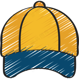 黄色棒球帽 铅笔手绘图标 icon