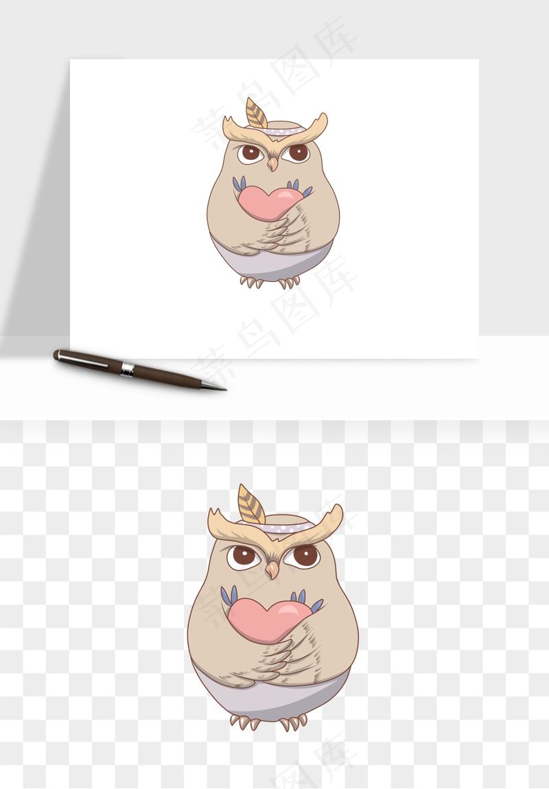 卡通手绘猫头鹰png免抠